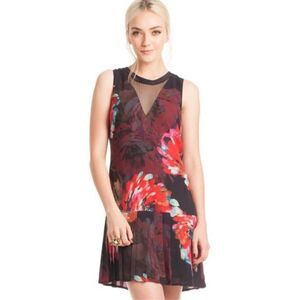 Trina Turk Women's Floral-Print Pleated Sleeveless Mini Dress MultiColor EUC
